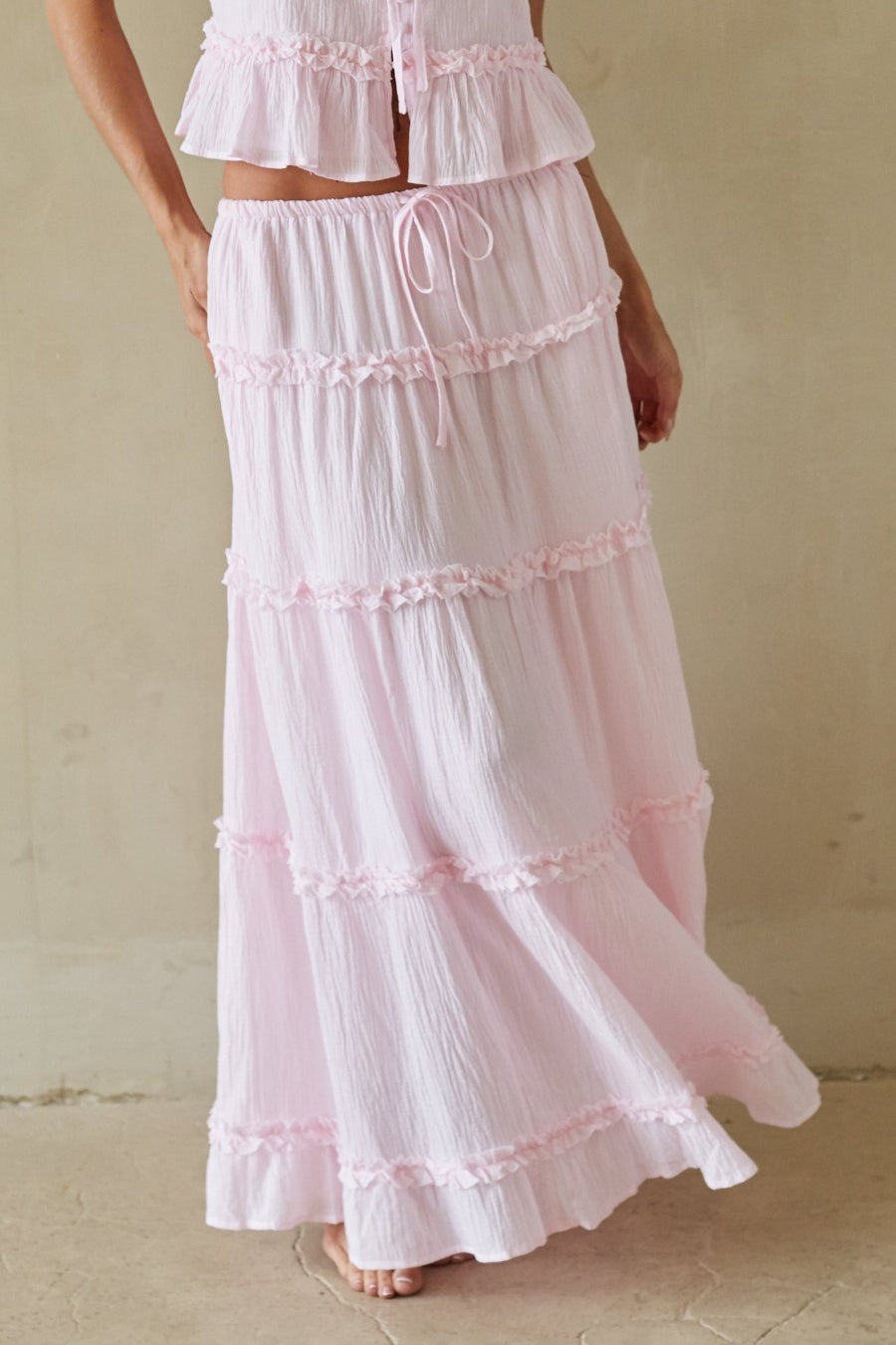Tiered Crinkle Cotton Maxi