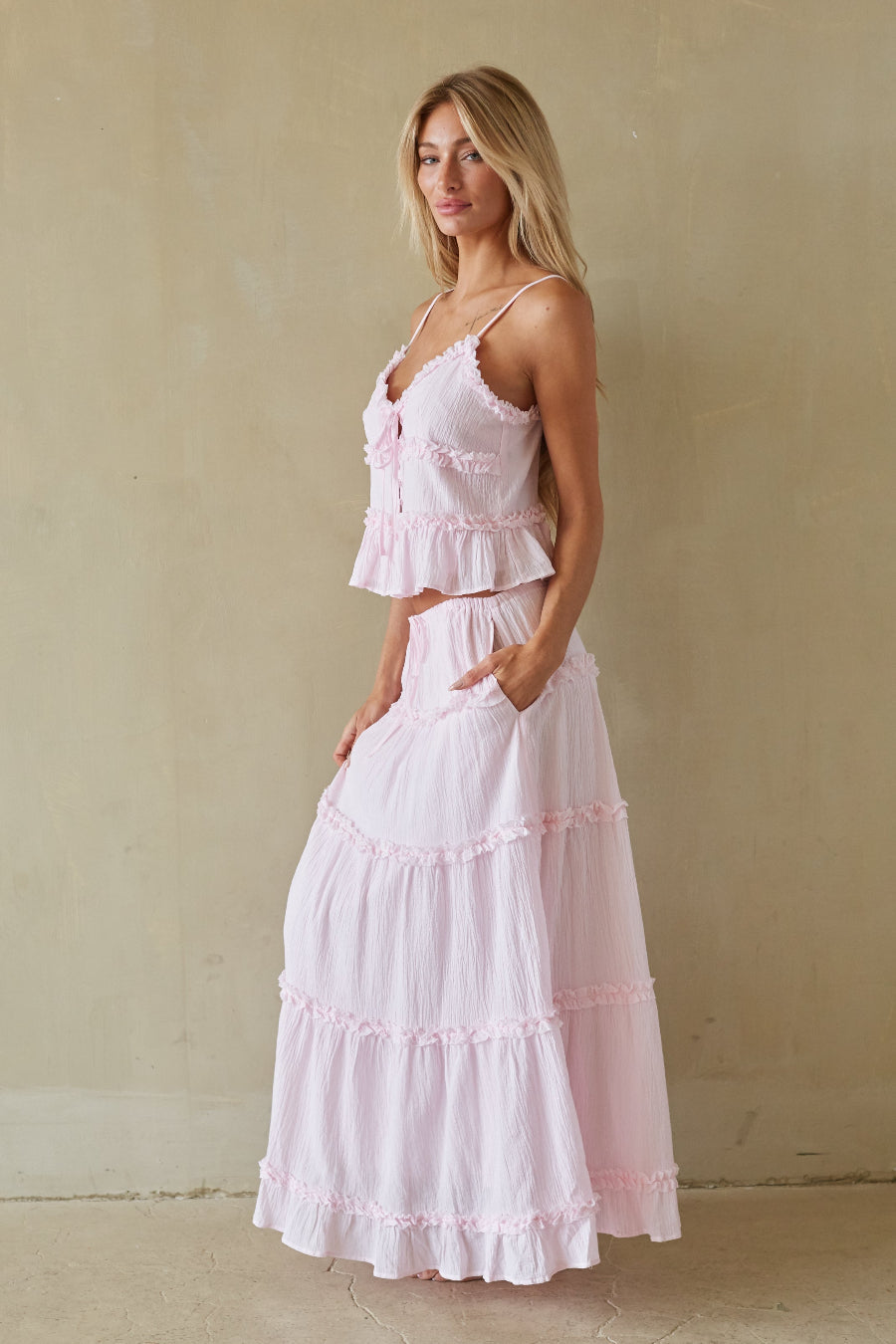 Tiered Crinkle Cotton Maxi