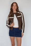 Stripe-Contrast Zip Jacket