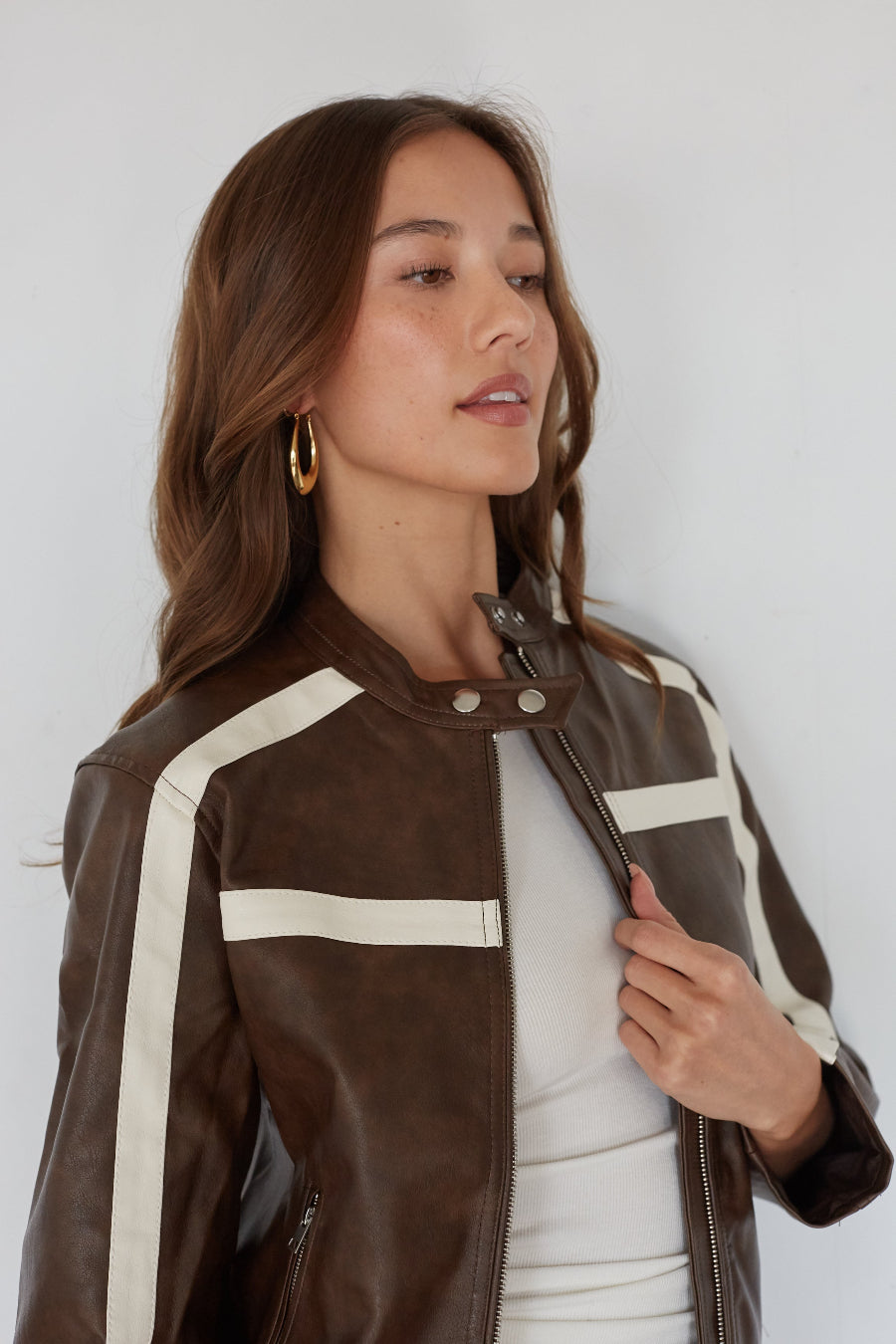 Stripe-Contrast Zip Jacket
