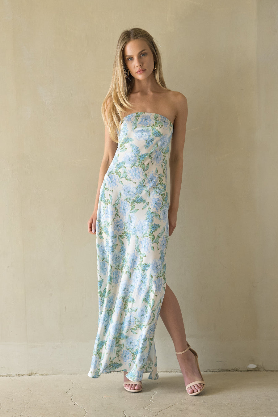 Slip Strapless Satin Maxi