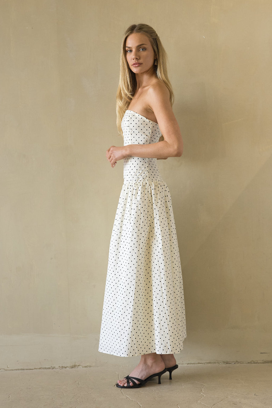 Cotton Polka Dot Smocked Midi