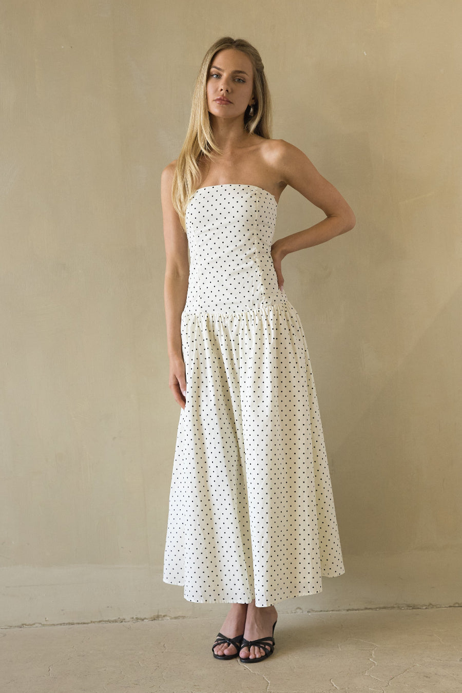Cotton Polka Dot Smocked Midi