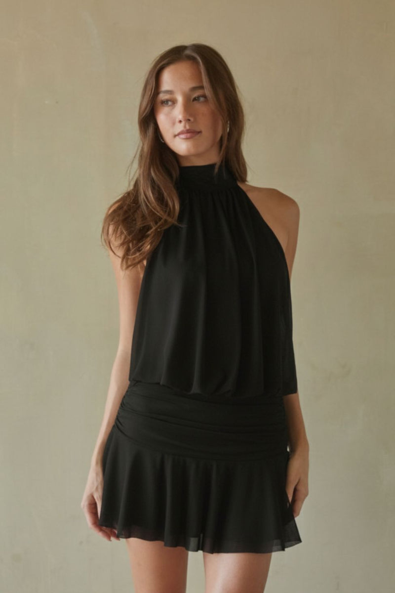 High-Neck Mesh Tie Mini