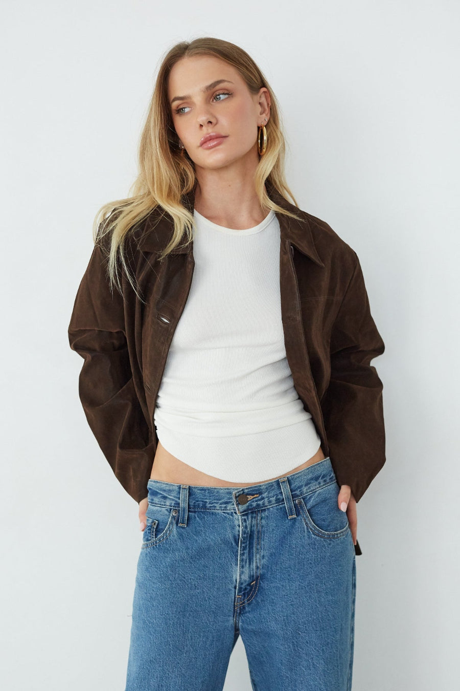 Fully Lined Faux Suede Jacket