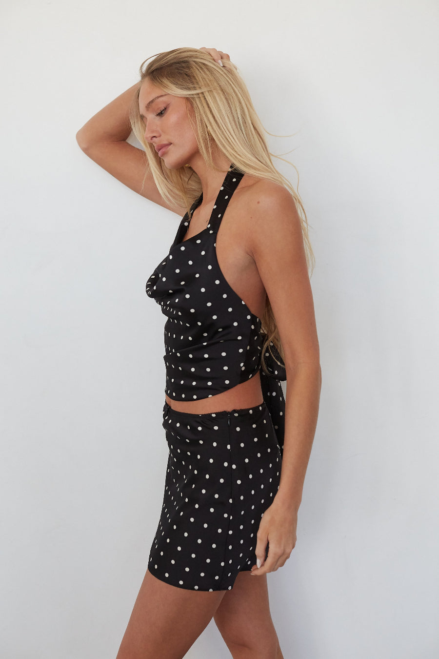 Lace-Trim Polka Dot Mini Skort
