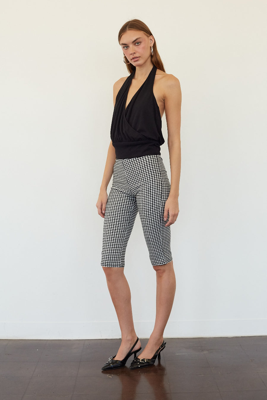 Invisible Zip Gingham Short