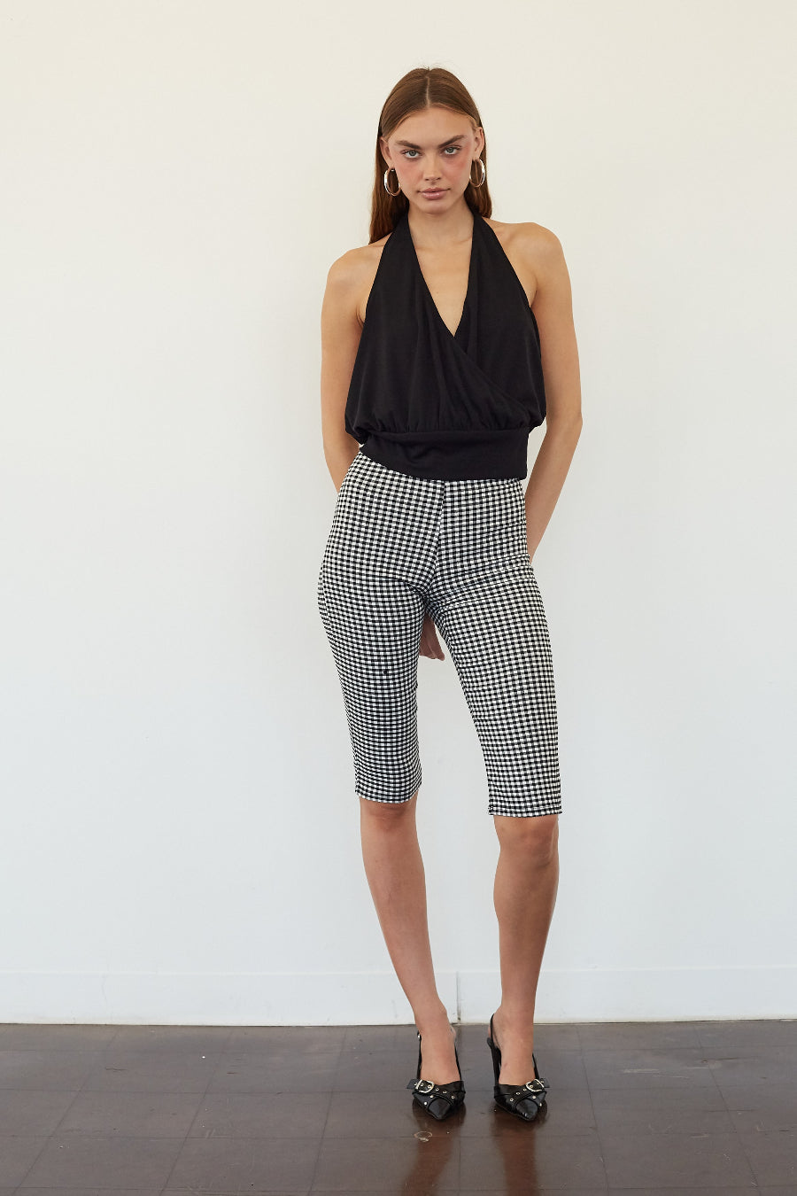 Invisible Zip Gingham Short