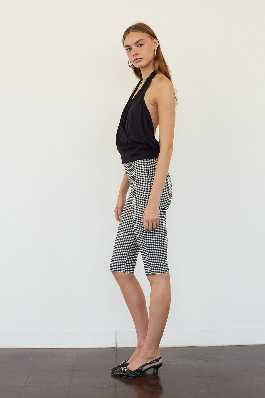 Invisible Zip Gingham Short
