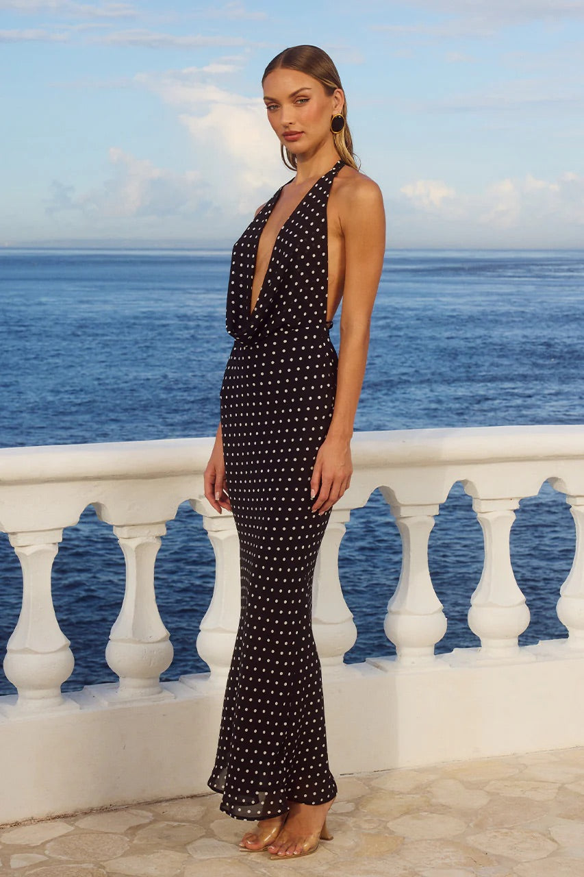 Plunging Cowl-Halter Maxi