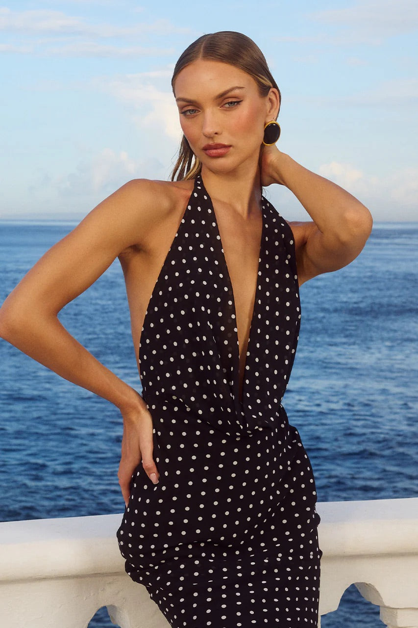 Plunging Cowl-Halter Maxi
