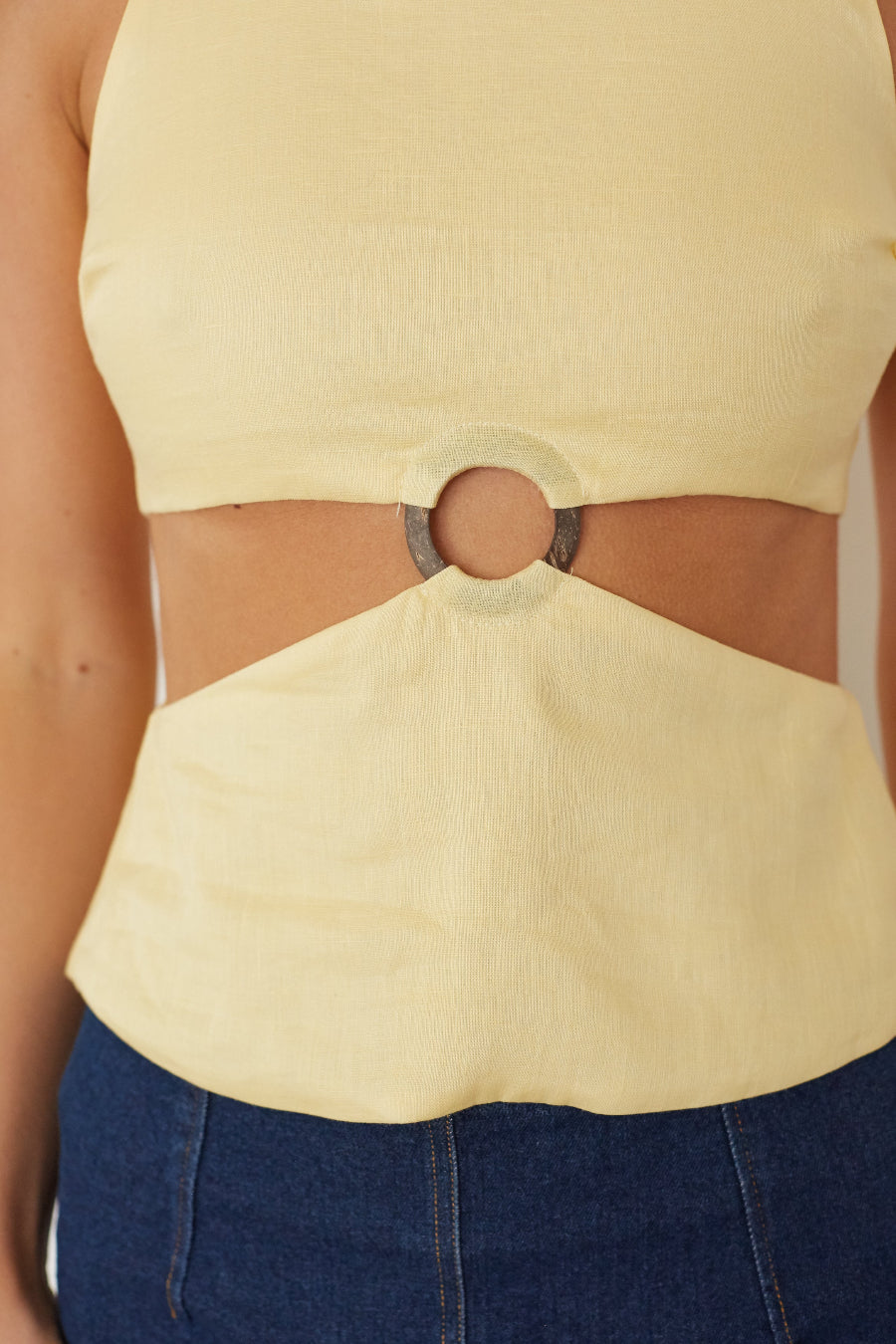 Invisible-Zip Linen Cinch Top