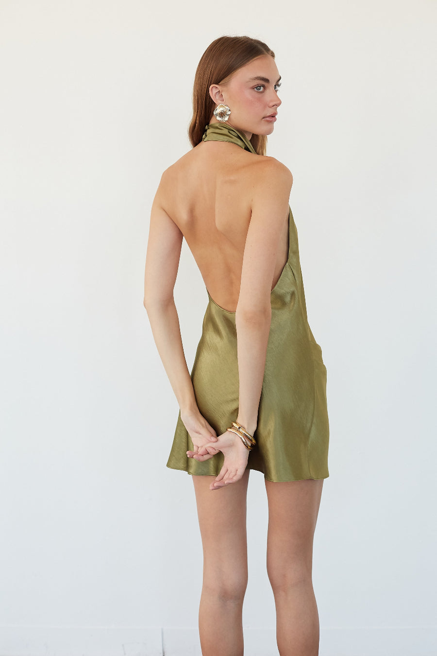 Crinkled Satin Open-Back Mini