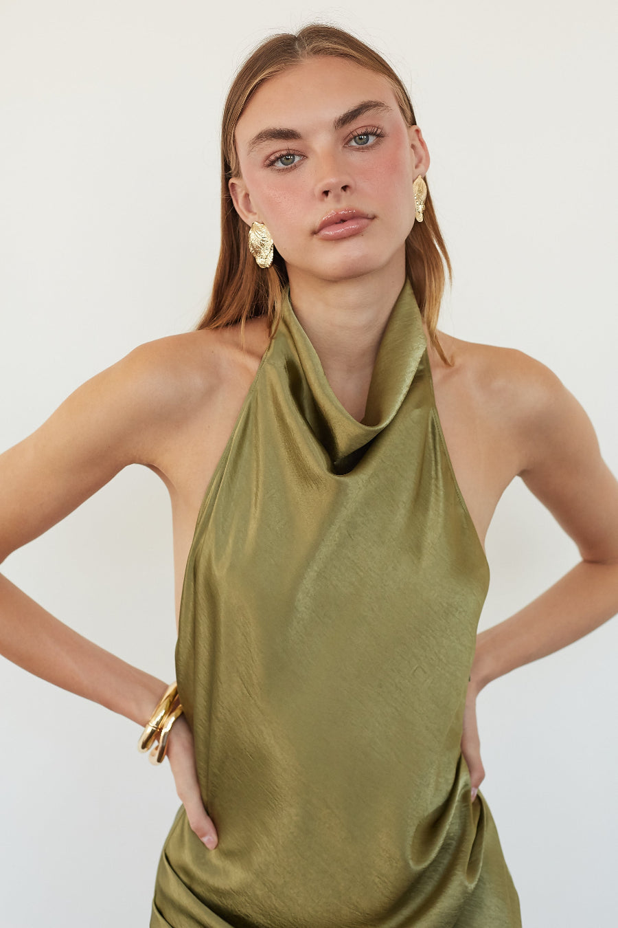 Crinkled Satin Open-Back Mini