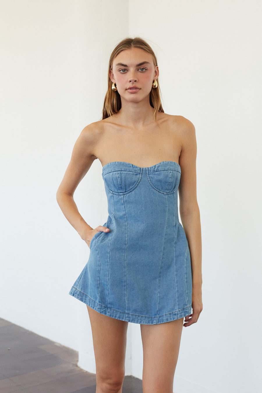 Side-Pocket Cotton Fit-and-Flare Romper