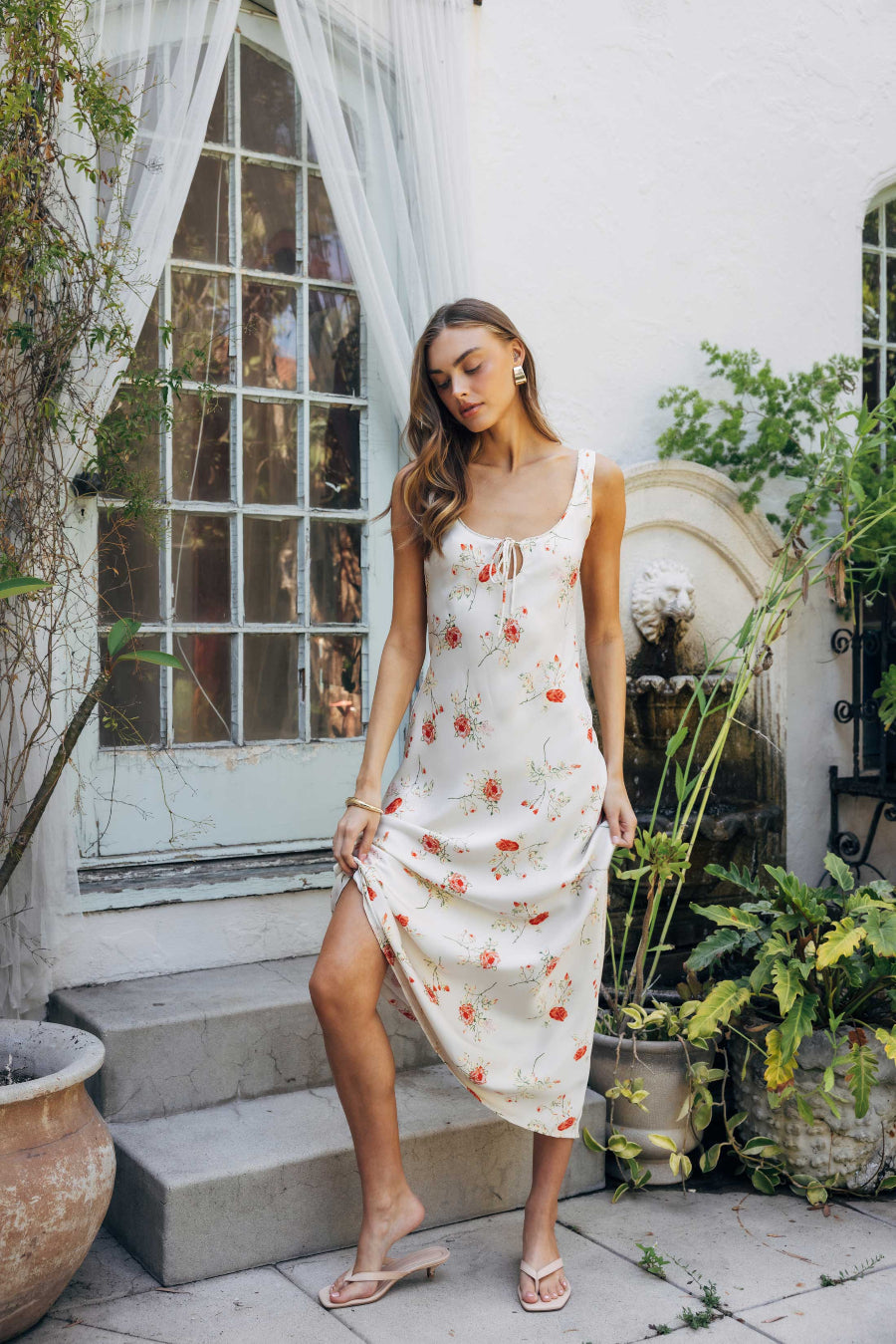 Floral Thick-Strap Slip Maxi