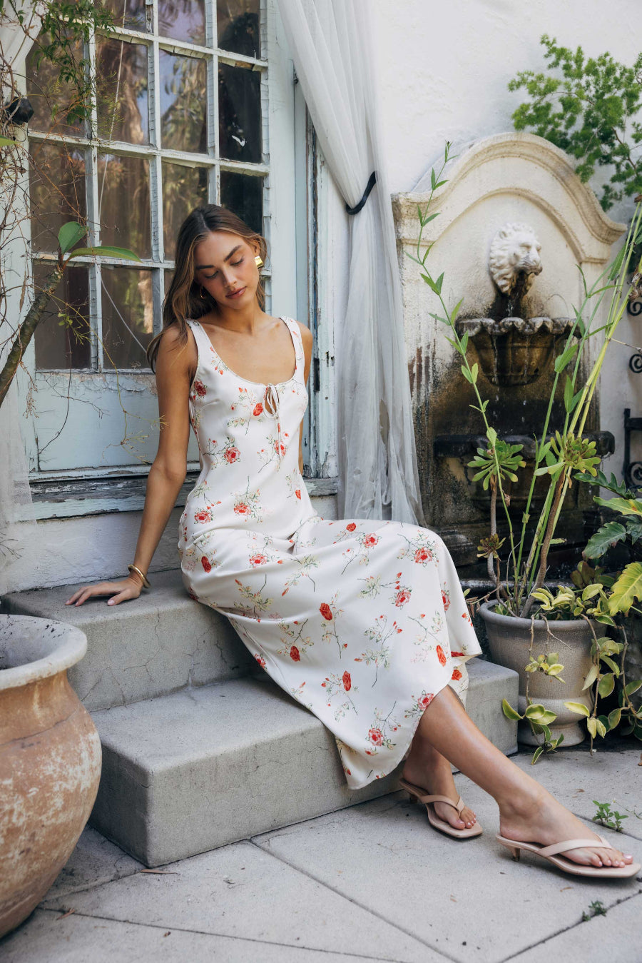 Floral Thick-Strap Slip Maxi