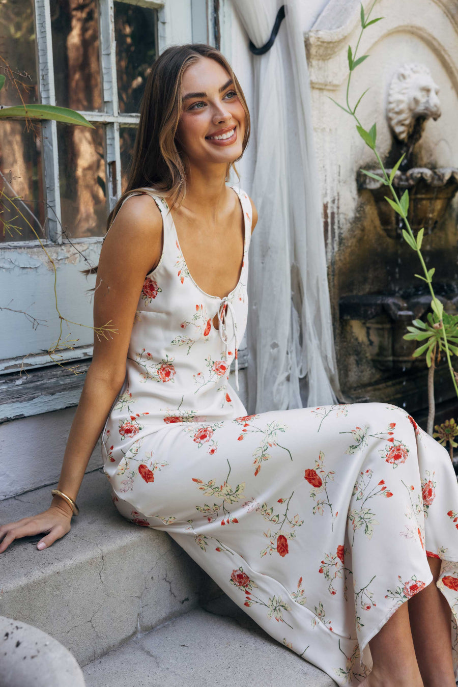 Floral Thick-Strap Slip Maxi