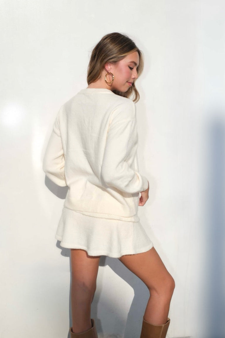 Ribbed Sleeve Fuzzy Cardigan