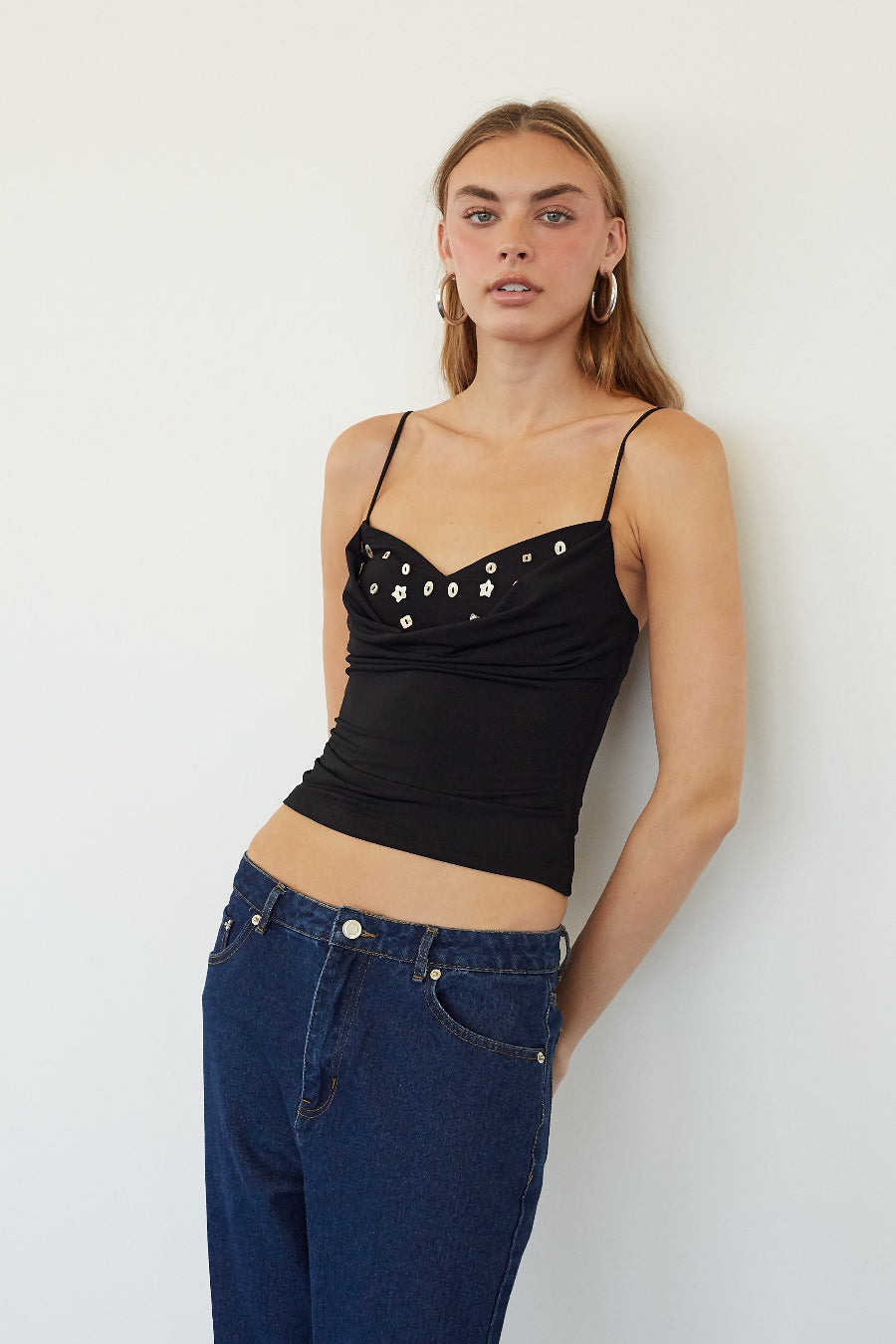 Sweetheart Cowl Spaghetti Top