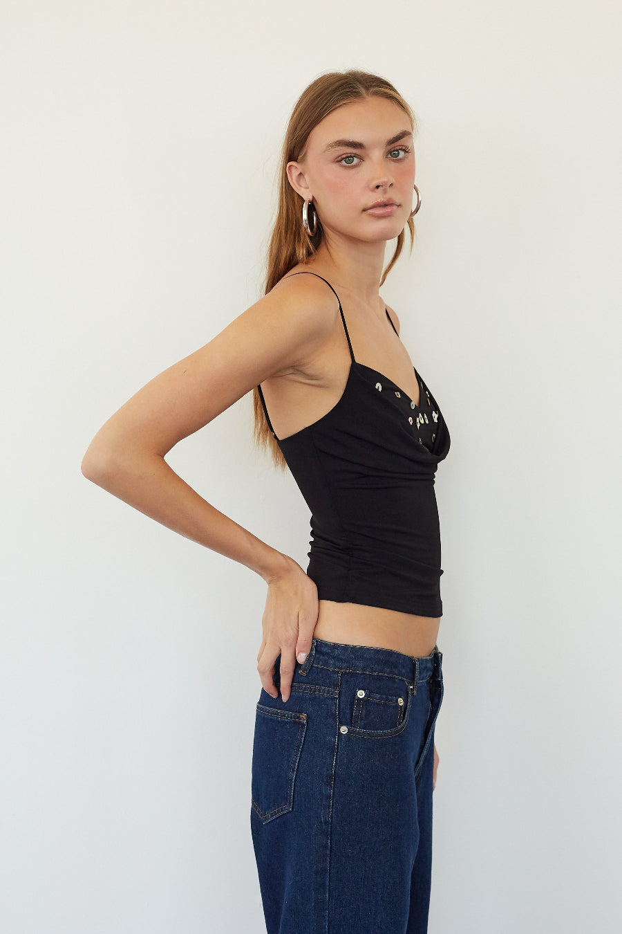 Sweetheart Cowl Spaghetti Top