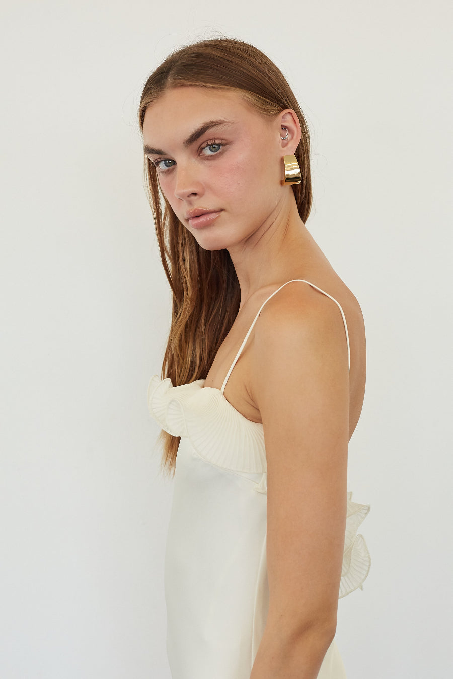 Ruffle Low-Back Midi Dress