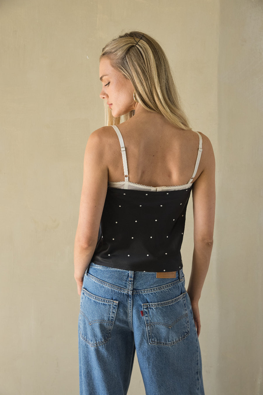 Polka Dot Satin Tank Top