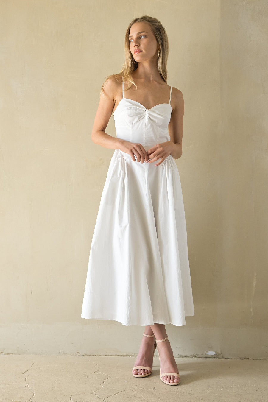 Structured-Waist Open-Back Midi