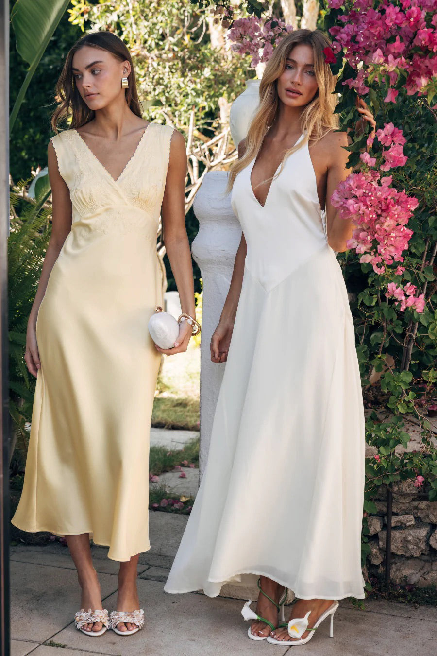 Embroidered Floral Open-Back Satin Maxi