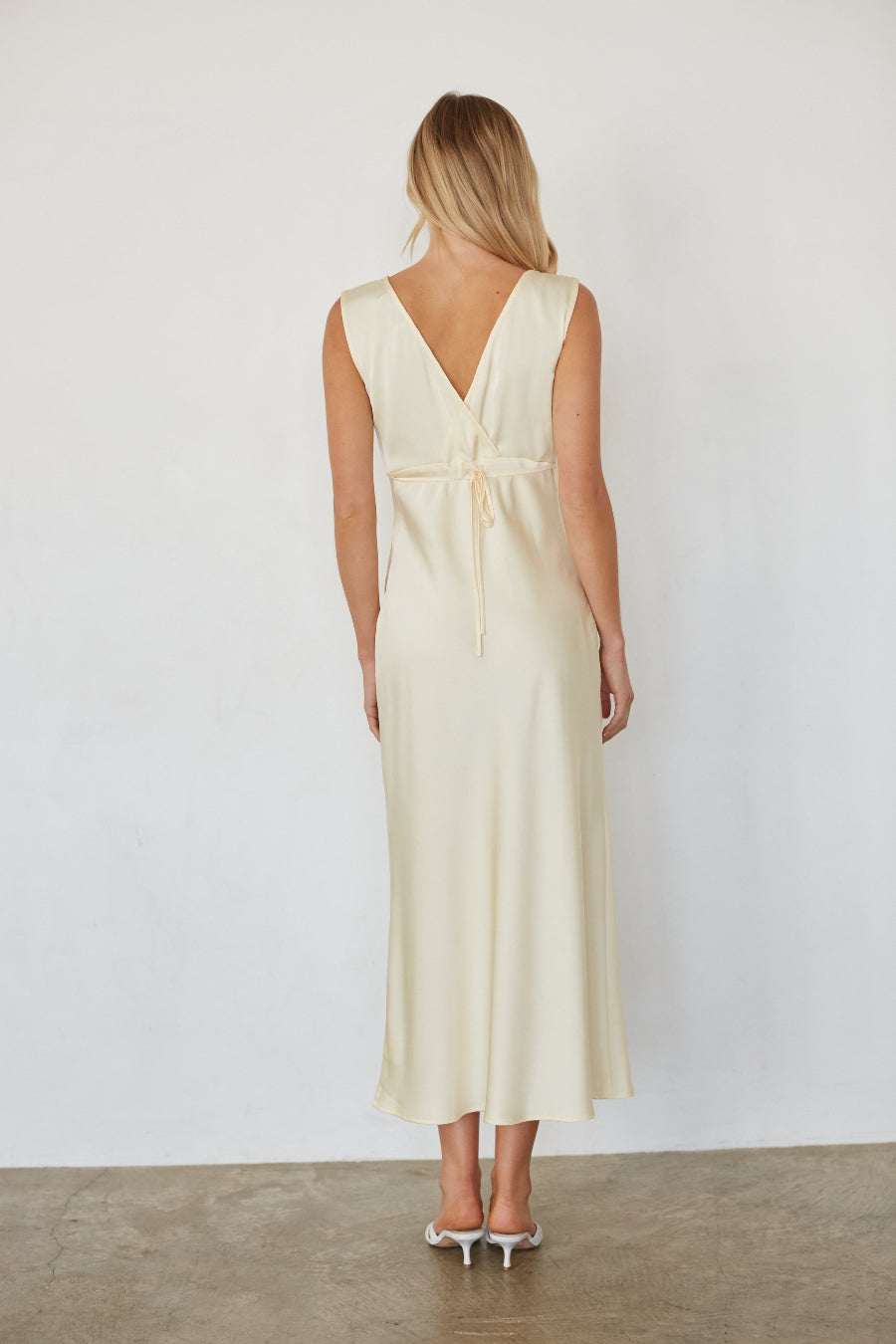 Embroidered Floral Open-Back Satin Maxi