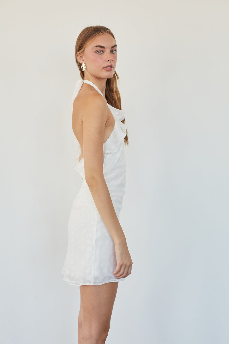 Cowl Scoop Floral Mini Dress