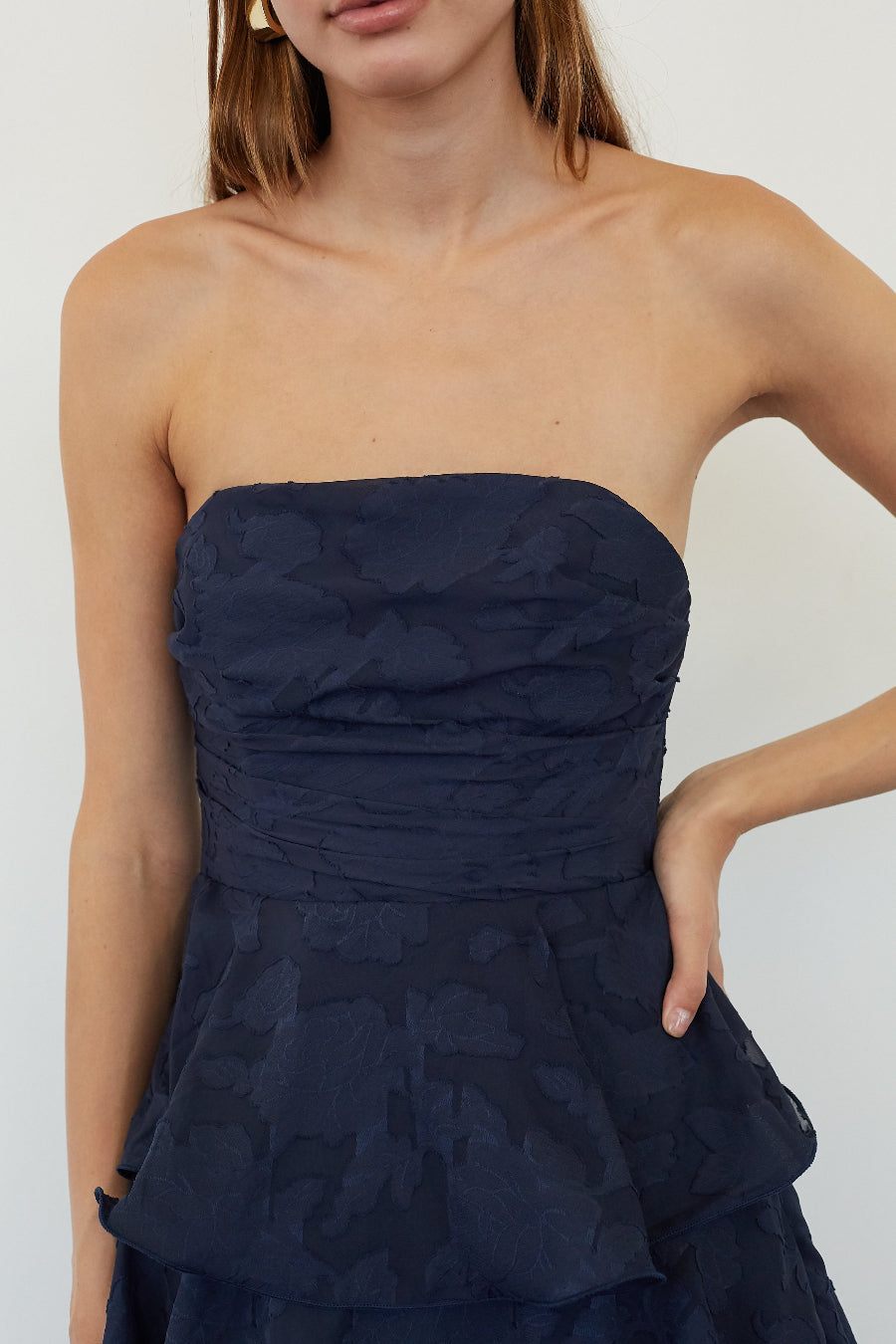 Invisible-Back Tiered Floral Midi