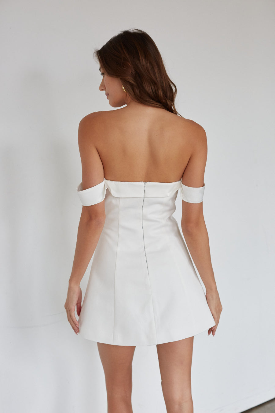 Satin Off-Shoulder A-Line Mini