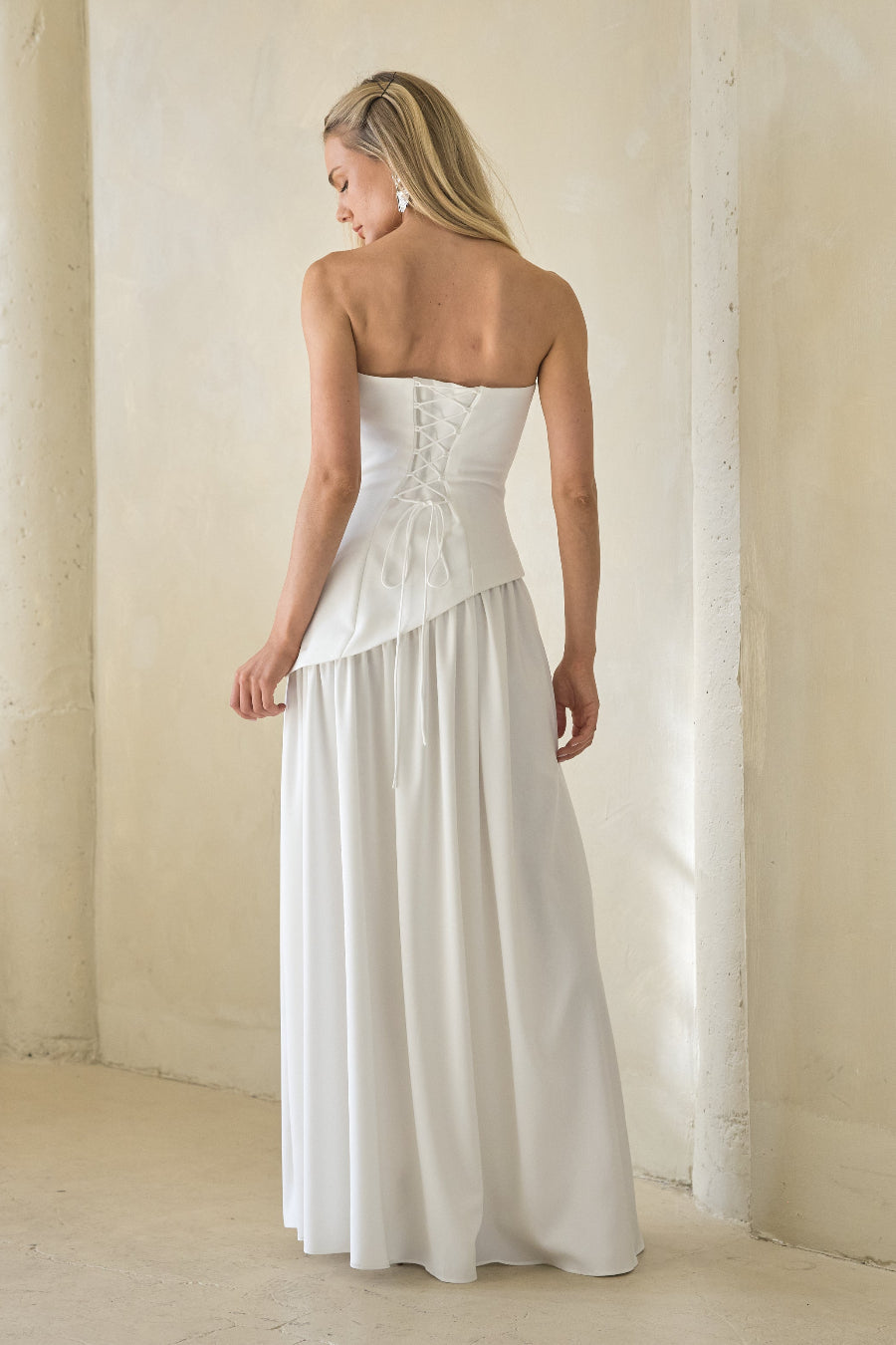 High-Slit Pleated Bodice Maxi