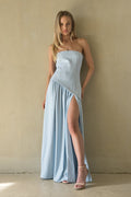 High-Slit Pleated Bodice Maxi