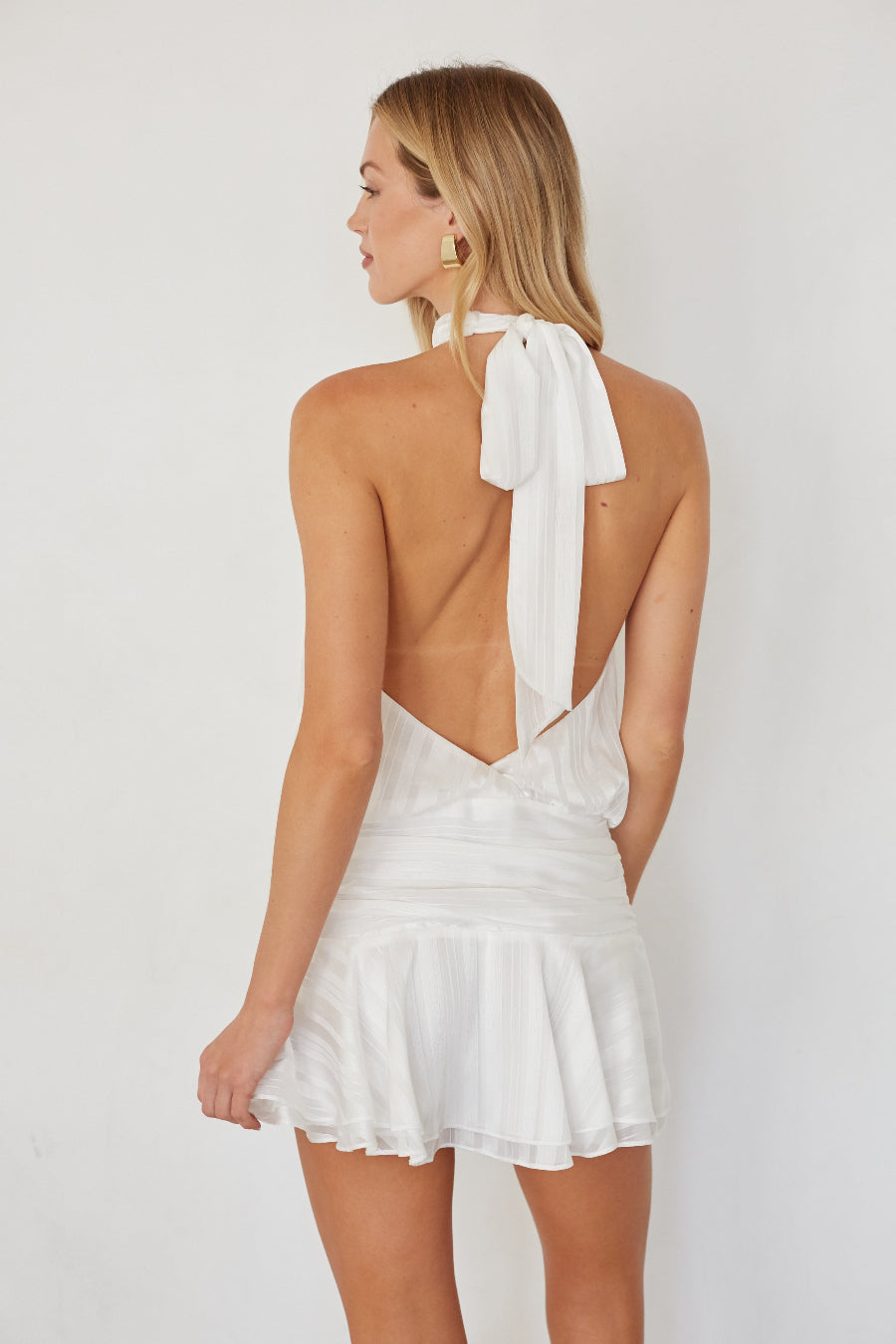 Mock-Neck Bow-Halter Open-Back Mini
