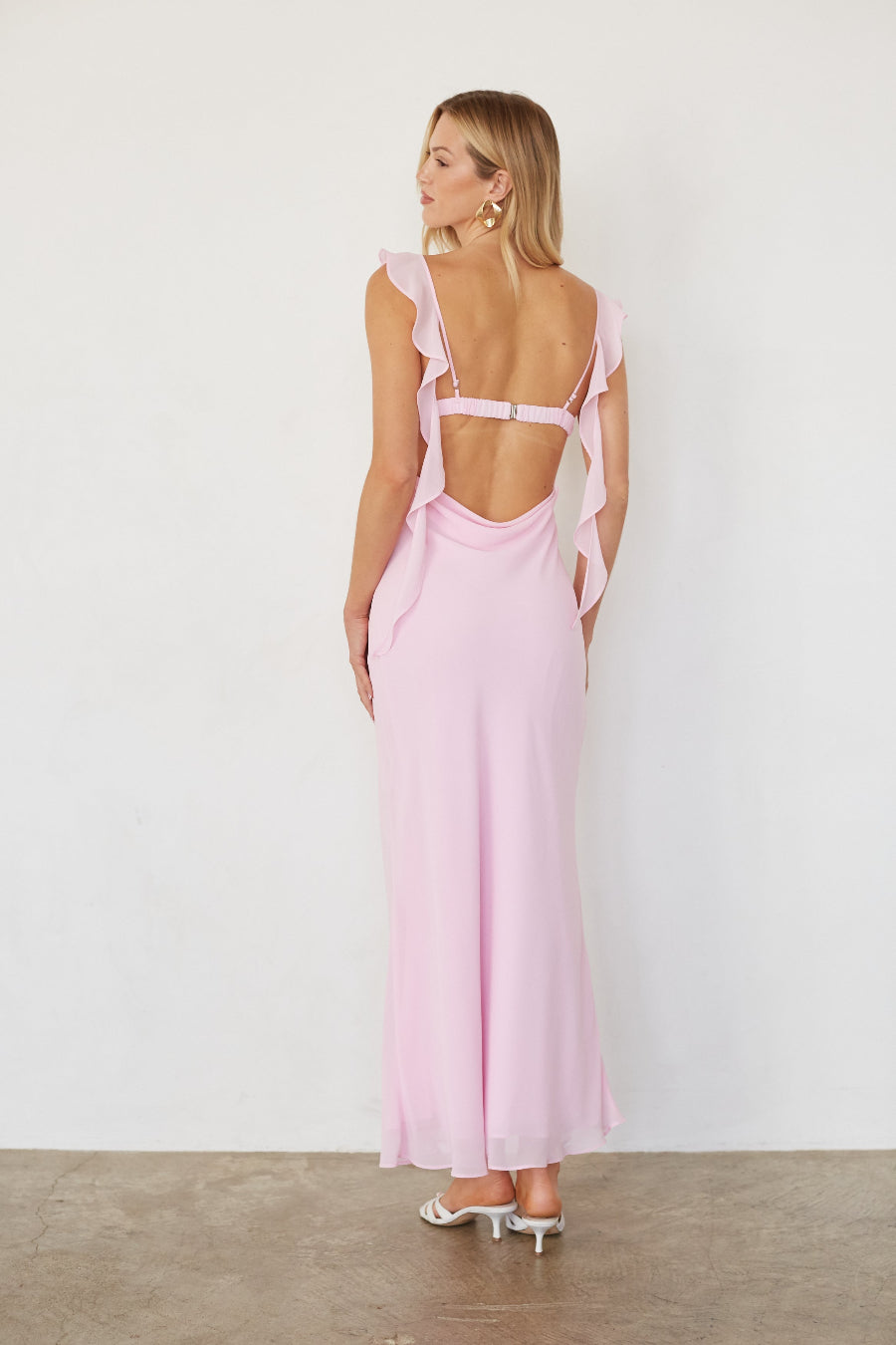 Cowl & Double Ruffle Maxi