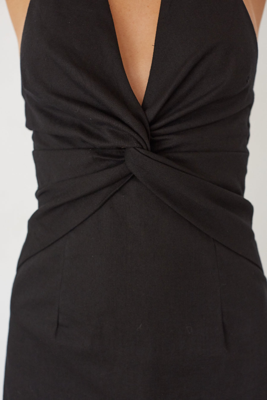 Fit-Flare Twist Mini Dress