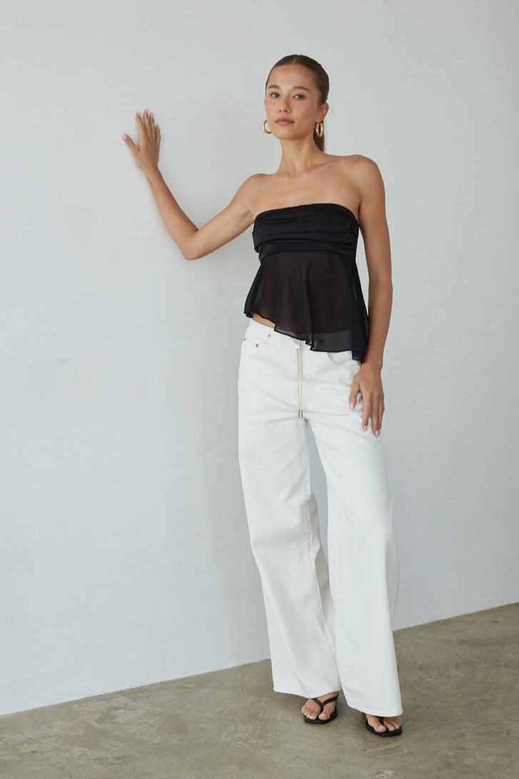 Hidden-Side Zip Bust-Smock Top
