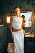 Draped Off-Shoulder Crop Top