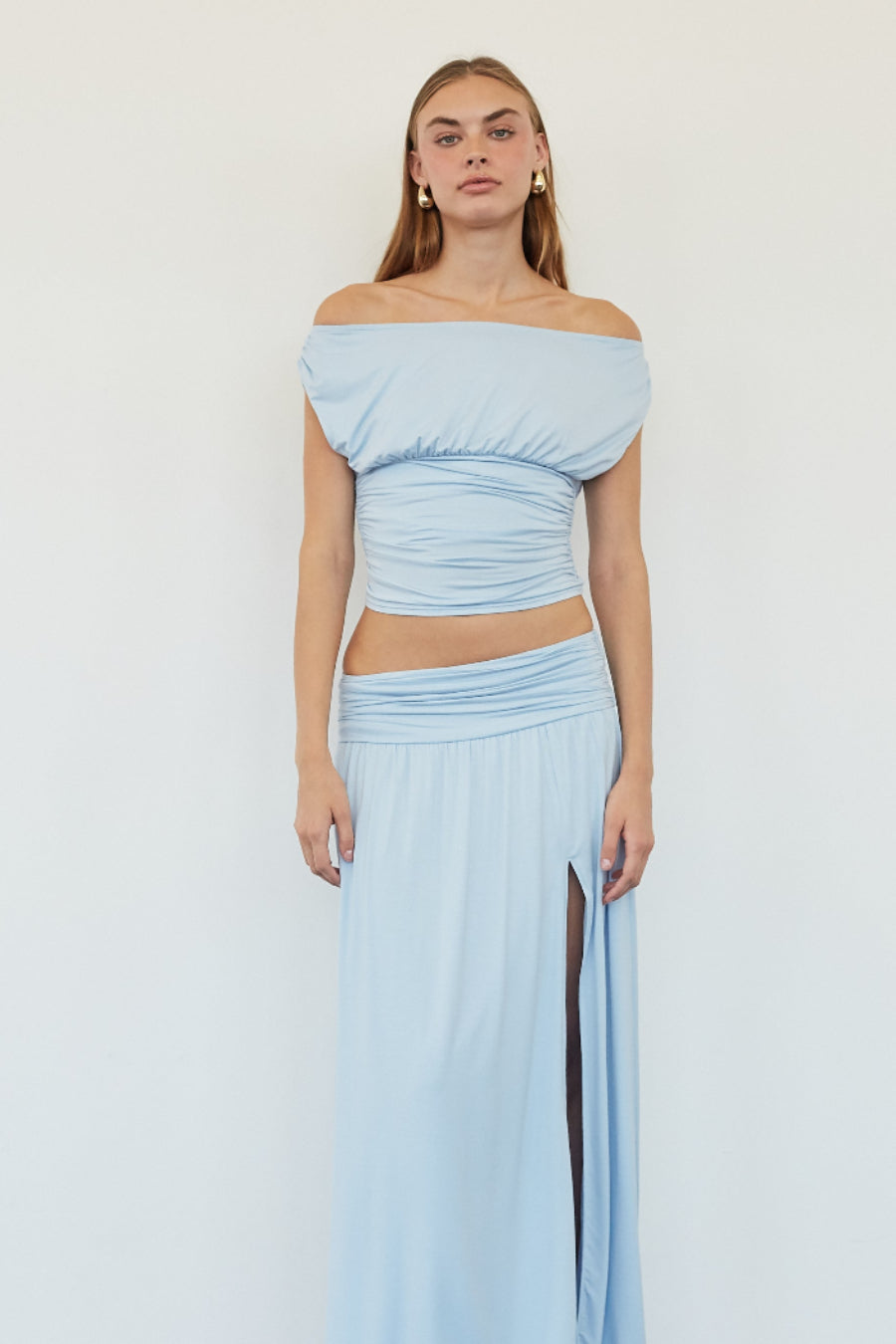 Draped Off-Shoulder Crop Top