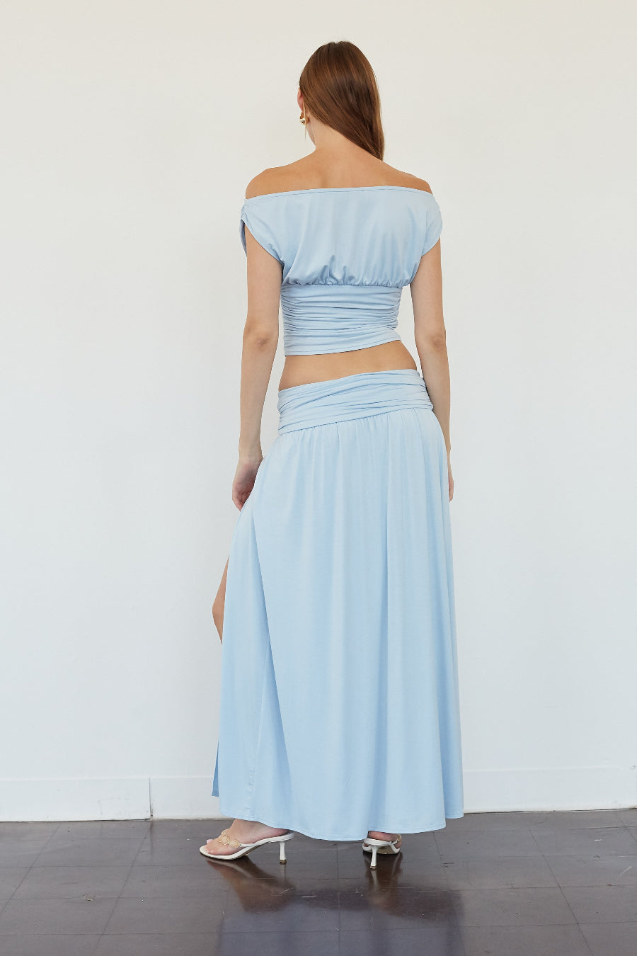 Draped Off-Shoulder Crop Top