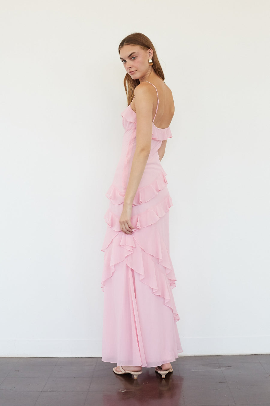 Tiered Ruffle Bow-Tie Maxi