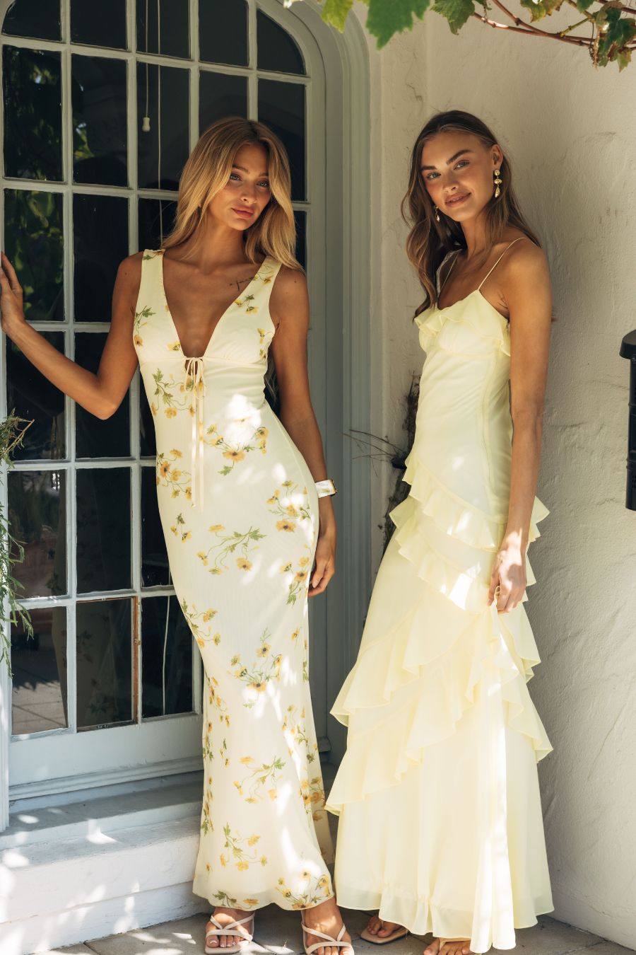 Tiered Ruffle Bow-Tie Maxi