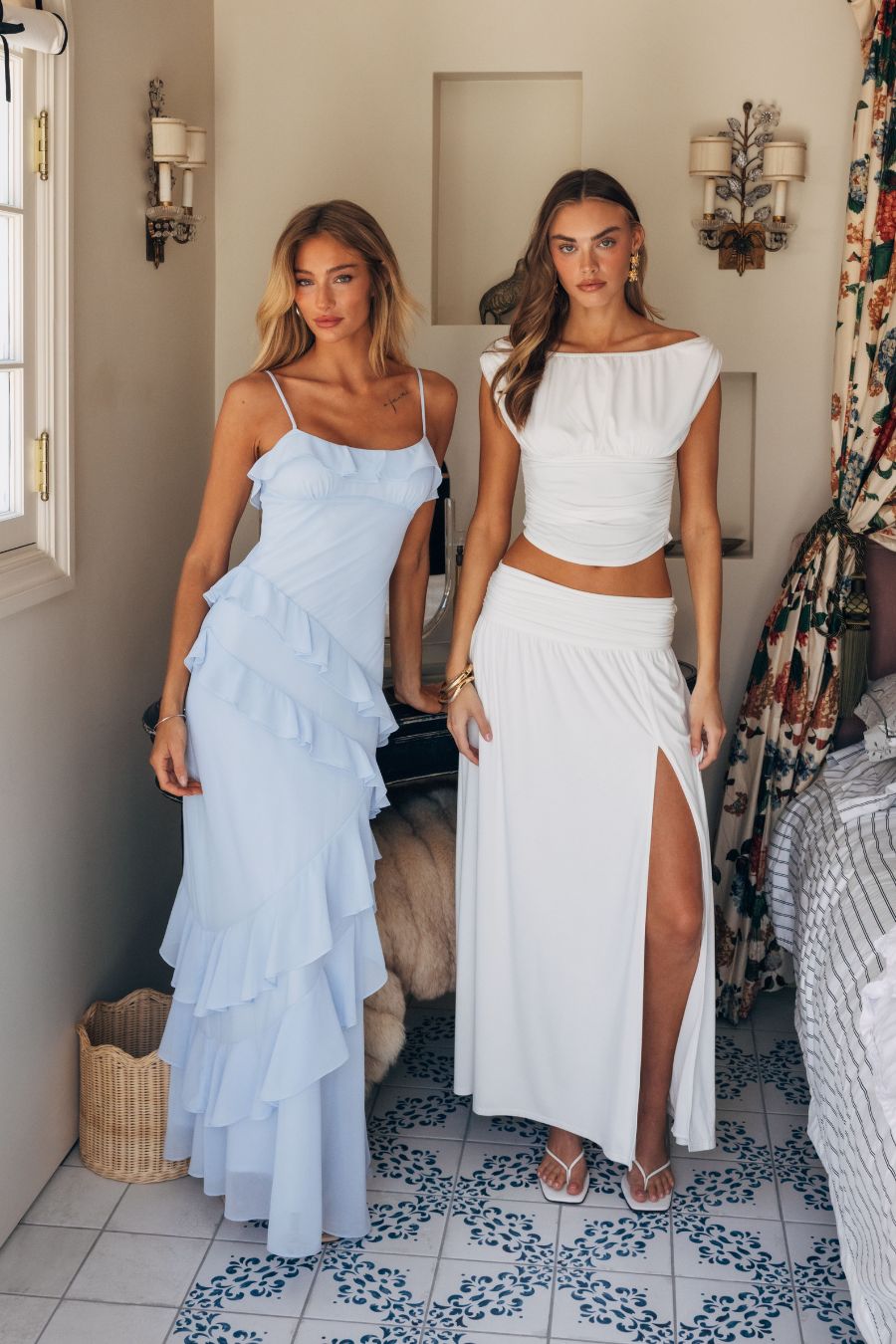 Tiered Ruffle Bow-Tie Maxi