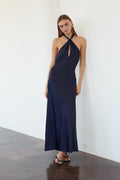 Large-Bow High-Neck Pull Maxi
