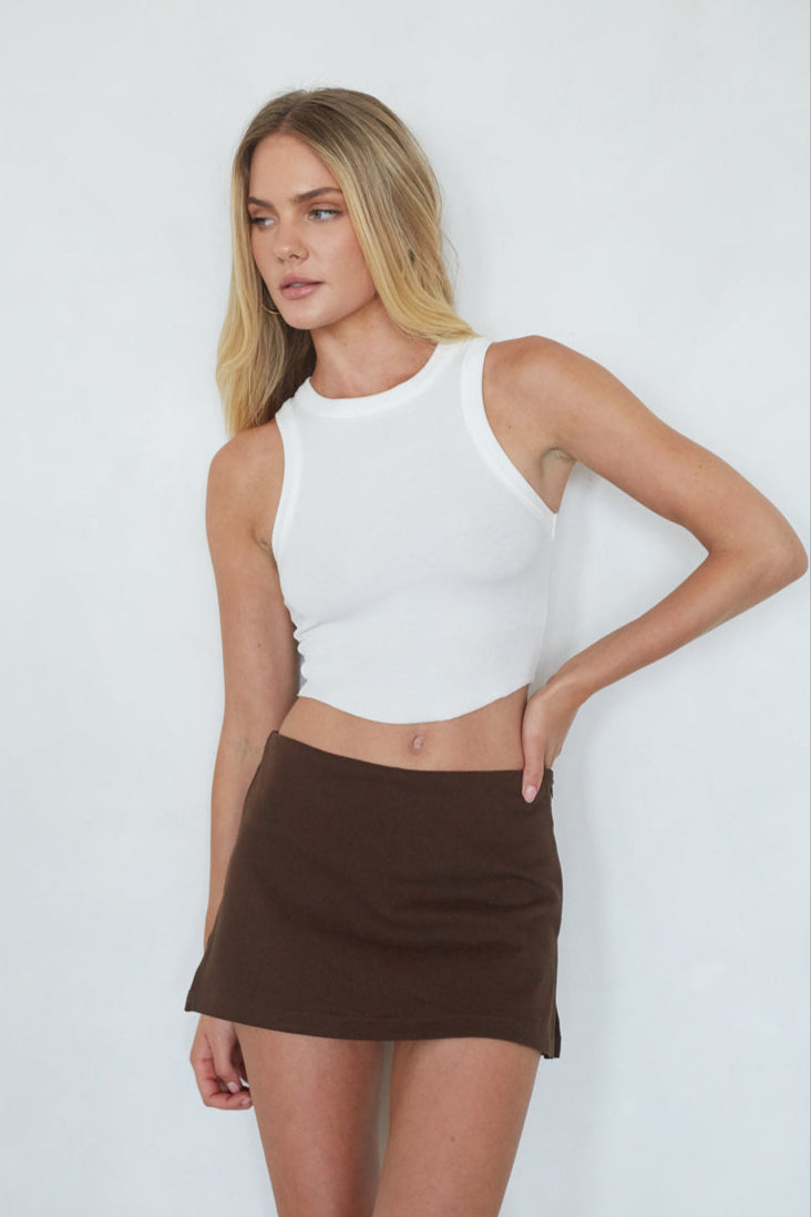Canvas Side-Slit Mini Skort