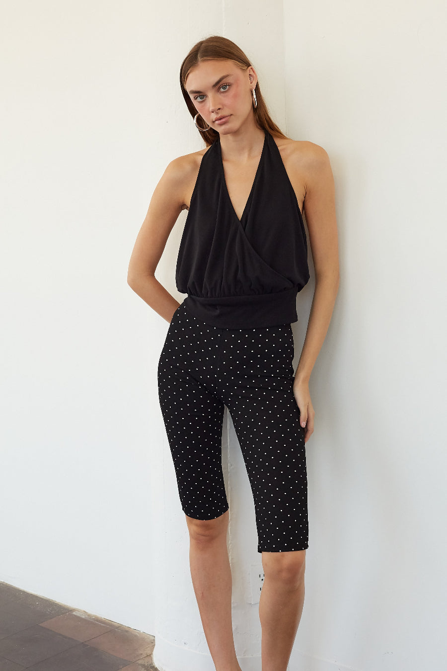 Polka Dot Elastic Capri