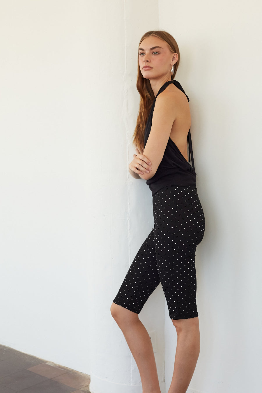 Polka Dot Elastic Capri