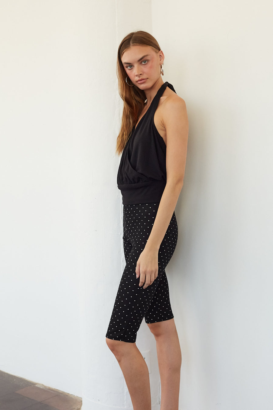 Polka Dot Elastic Capri